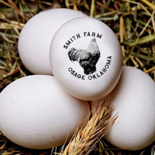 Your Farm Name with Brahma Chicken Hen Egg Stamp