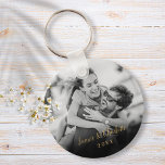 Your Favorite Couple Black and White Photo Gold Keychain<br><div class="desc">Personalize with your favorite couple photo featuring your names and the year set in elegant gold typography,  creating a unique memory and gift. A lovely keepsake to treasure! Designed by Thisisnotme©</div>
