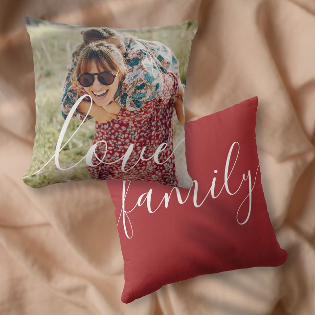 Your Favorite Family Photo Script Love Throw Pillow (Your Favorite Family Photo Script Love Throw Pillow)