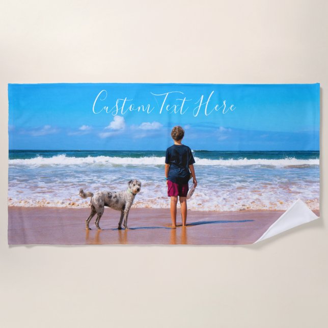 Your Favorite Photo Beach Towel with Custom Text (Front)