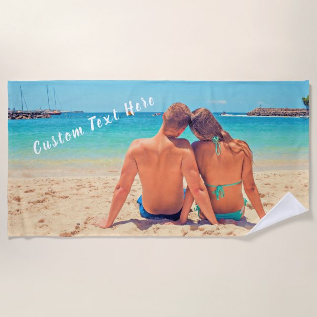 Your Favorite Photo Beach Towel with Custom Text (Front)