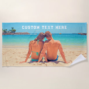Your Favorite Photo Beach Towel with Custom Text