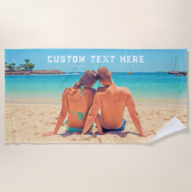 Your Favorite Photo Beach Towel with Custom Text (Front)