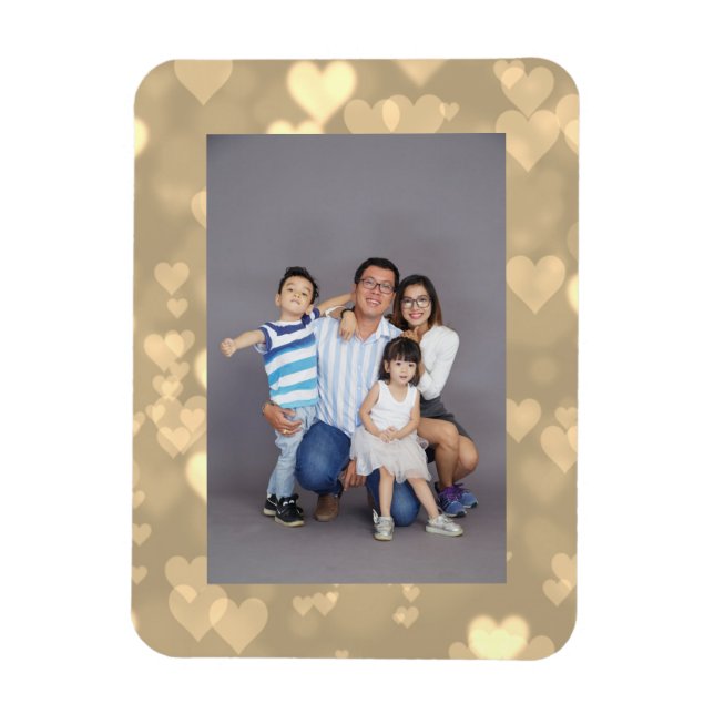 Your Favorite Photo Bokeh Hearts Frame  Magnet (Vertical)