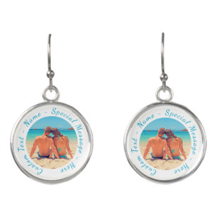 Your Favorite Photo Earrings Gift with Custom Text