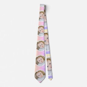 Your Favorite Photo Pastel Gradient Circle Frames Neck Tie
