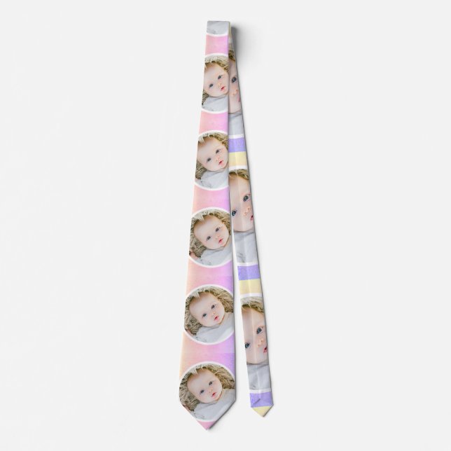 Your Favorite Photo Pastel Gradient Circle Frames Neck Tie (Front)