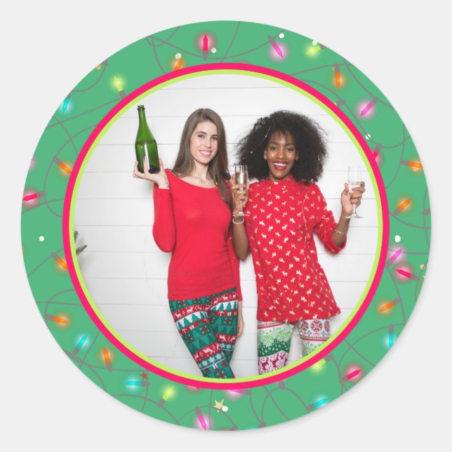 Your Favorite Photo Personalized Picture Holiday  Classic Round Sticker (Front)