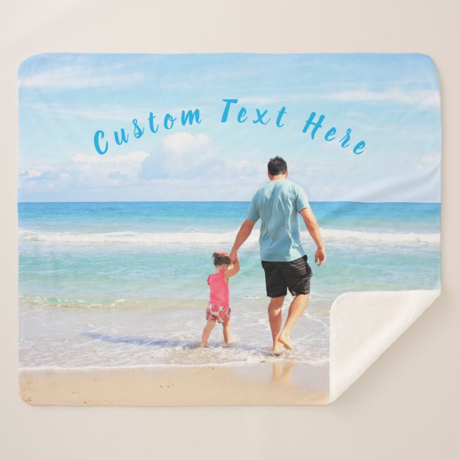 Your Favorite Photo Sherpa Blanket and Custom Text (Front (Horizontal))