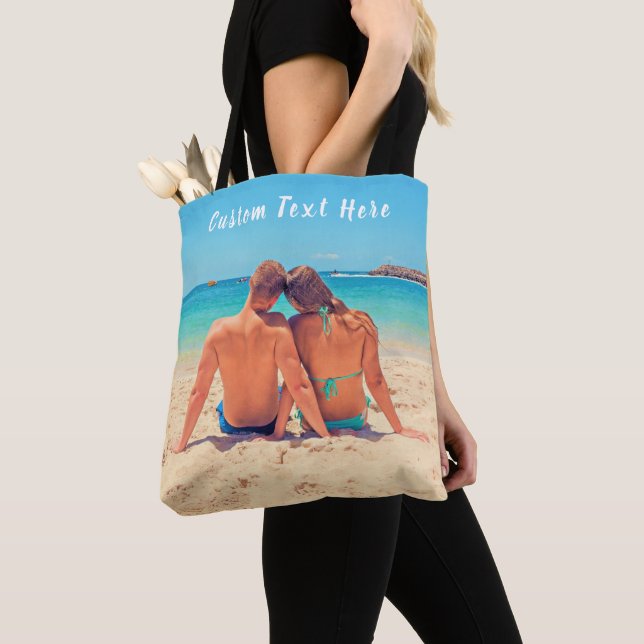 Your Favorite Photo Tote Bag Gift with Custom Text (Close Up)