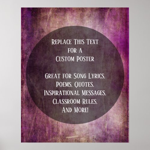 Your Favorite Quote Berry  Brown Grunge on Circle Poster