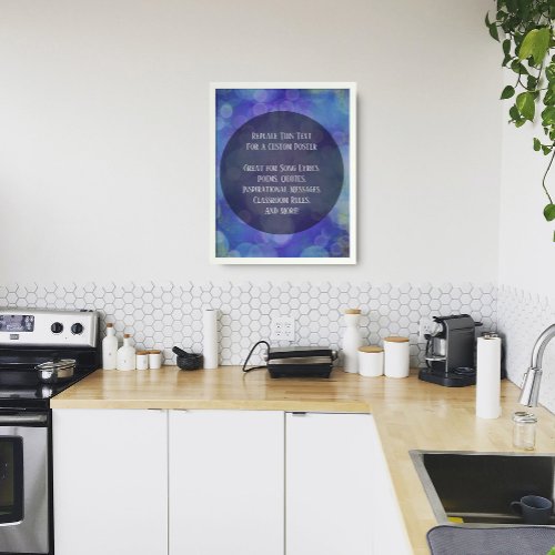 Your Favorite Quote Bright Blue Grunge Bubbles Poster