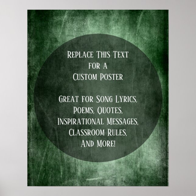 Your Favorite Quote Dark Green Grunge on Circle Poster (Front)