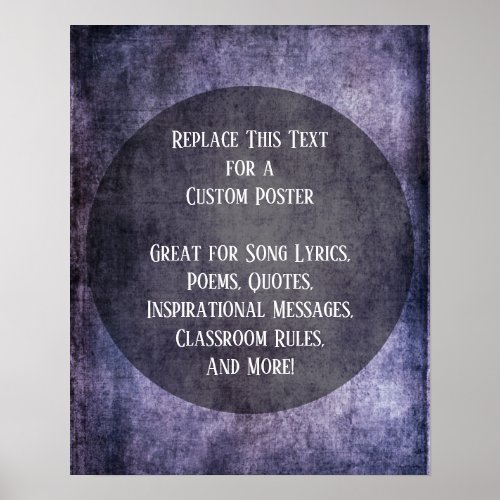 Your Favorite Quote Dark Purple Grunge w Circle Poster