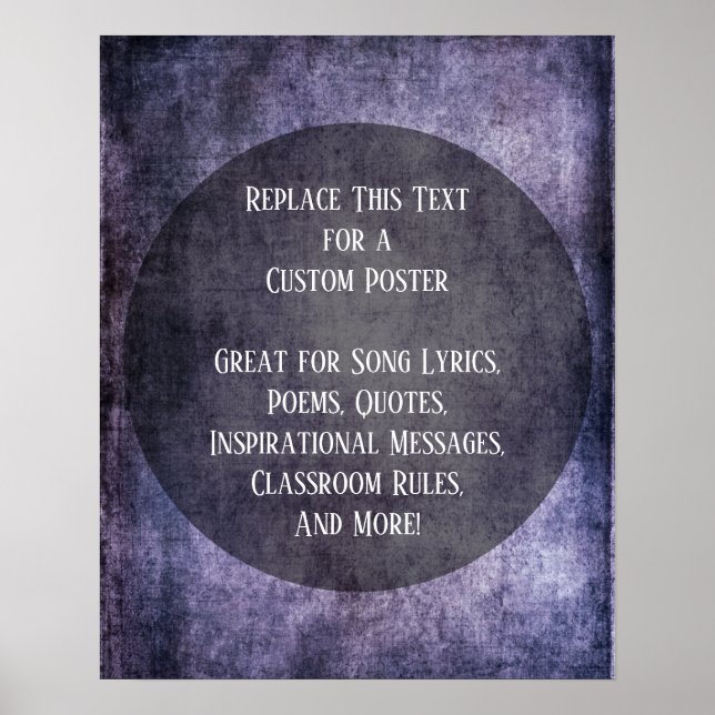 Your Favorite Quote Dark Purple Grunge w/ Circle Poster (Front)