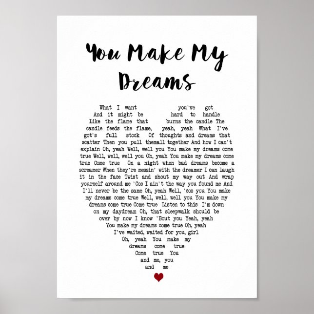 Your favorite song lyrics and music made into wall poster (Front)