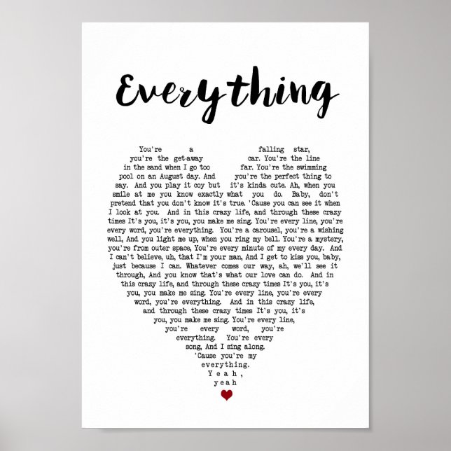 Your favorite song lyrics and music made into wall poster (Front)