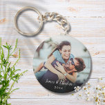 Your Favourite Couple Photo Keychain<br><div class="desc">Personalize with your favorite couple photo featuring your names and the year,  creating a unique memory and gift. A lovely keepsake to treasure! Designed by Thisisnotme©</div>