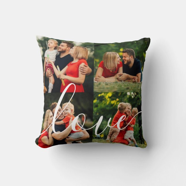 Your Favourite Family Photo Collage Throw Pillow (Front)