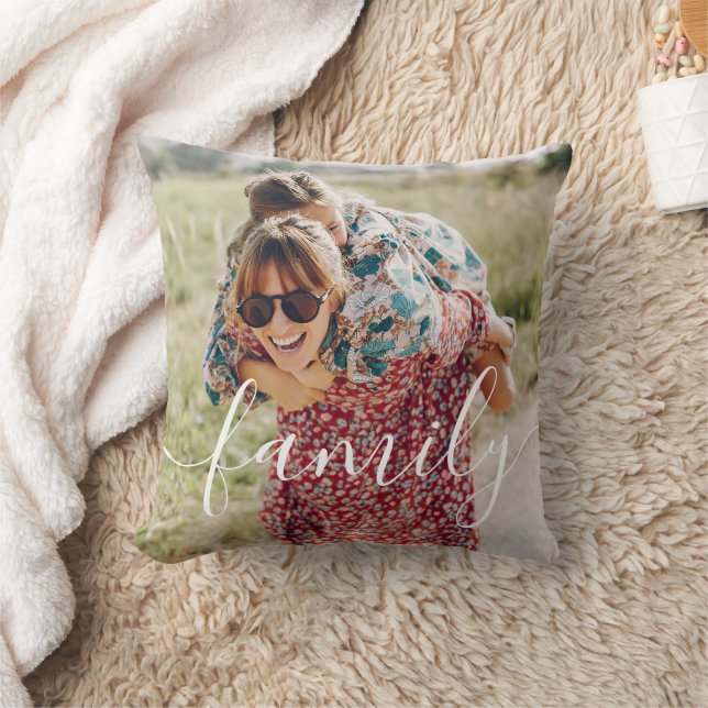 Your Favourite Photo Script Family Throw Pillow (Blanket)