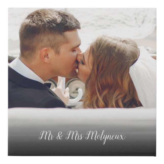 Your Favourite Wedding Photo Script Name Faux Canvas Print (Front)