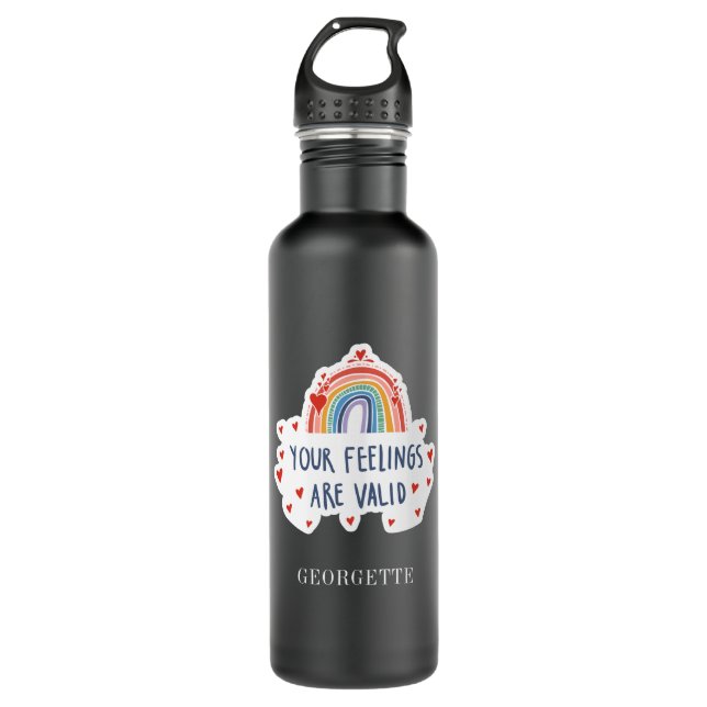 Your Feelings Are Valid Mental Health Awareness Stainless Steel Water Bottle (Front)
