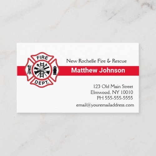 Your Firehouse Emblem Fire Department Firefighter Business Card