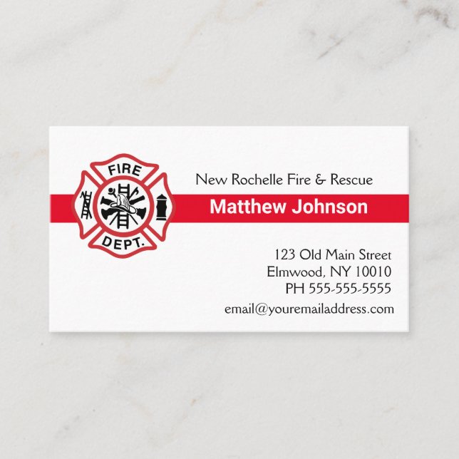 Your Firehouse Emblem Fire Department Firefighter Business Card (Front)