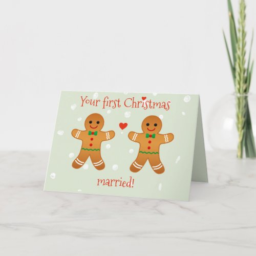 Your First Christmas Married  Gingerbread Men Holiday Card