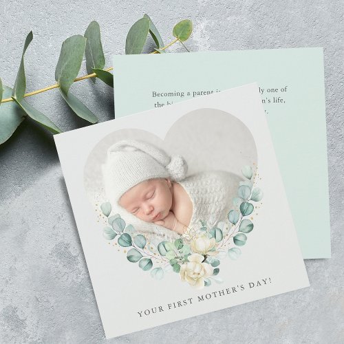 Your First Floral Photo Mothers Day Flat Card