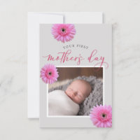 Your First Mother's Day Daisy Photo  Flat Card