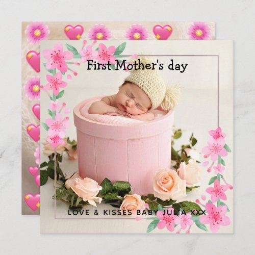 Your First Mothers Day Flower 2 Photo Collage Holiday Card