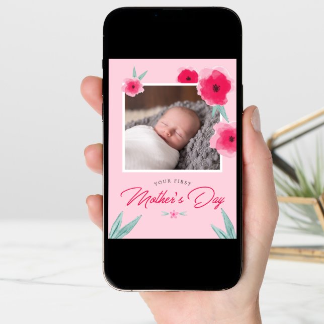 Your First Mother's Day Flower Photo Greeting Card (Front Digital)