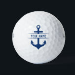 Your First Name Funny Navy Blue Anchor Monogram  Golf Balls<br><div class="desc">Your Name Funny Cool Navy Blue Anchor Monogram</div>