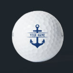 Your First Name Funny Navy Blue Anchor Monogram  Golf Balls<br><div class="desc">Your Name Funny Cool Navy Blue Anchor Monogram</div>