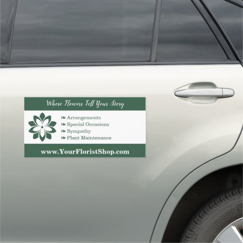  Your Florist Shop Green  White Car Car Magnet