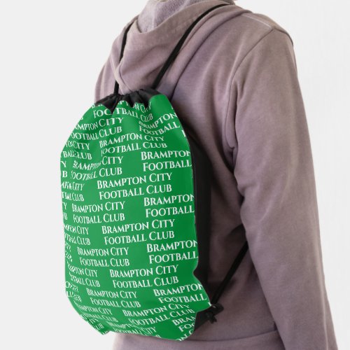 Your Football Team Name in Green Drawstring Bag