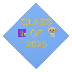 Your Friend Here Two Pics Class of 2025 Light Blue Graduation Cap Topper