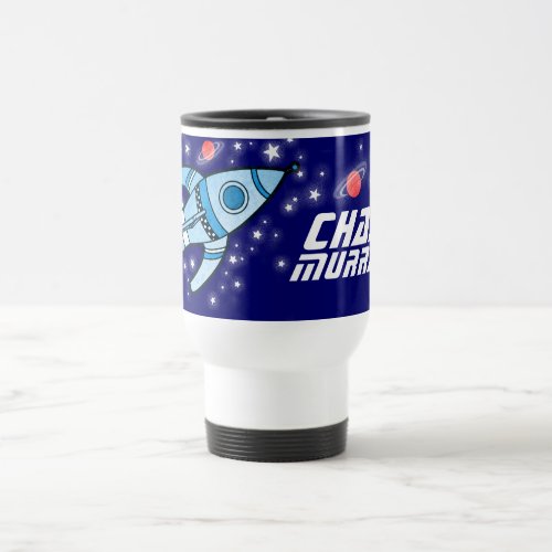 Your full name rocket space blue kids mug