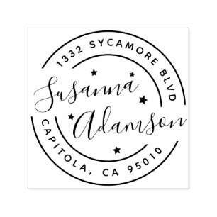 Your Full Name Script & Stars Return AddressYour F Self-inking Stamp
