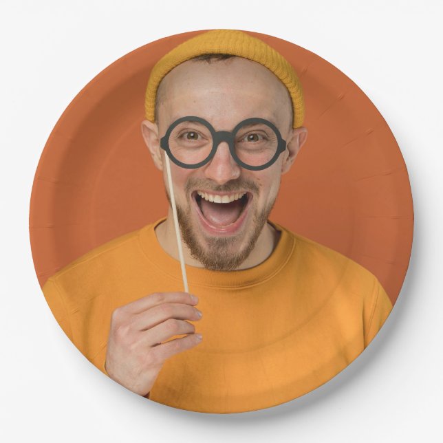 Your Funny Photo Selfie Upload Paper Plates (Front)