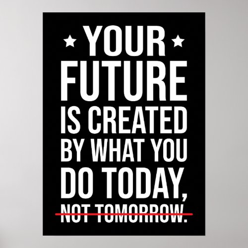 Your Future Is Created Today _ Gym Hustle Success  Poster