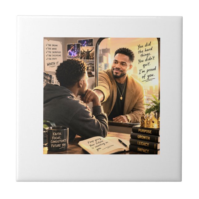Your Future Self is Proud of You Ceramic Tile (Front)