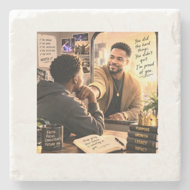 Your Future Self is Proud of You Stone Coaster (Front)
