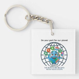 Your Future Your Steps Earth Day Sustainability Keychain