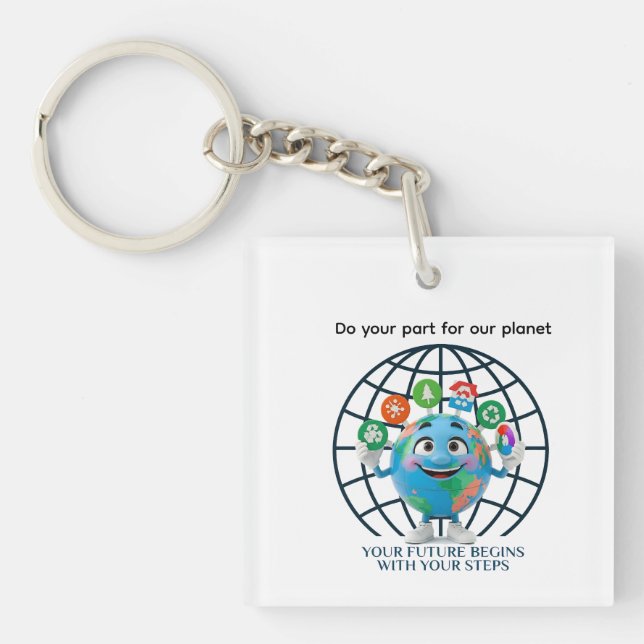 Your Future Your Steps Earth Day Sustainability Keychain (Front)