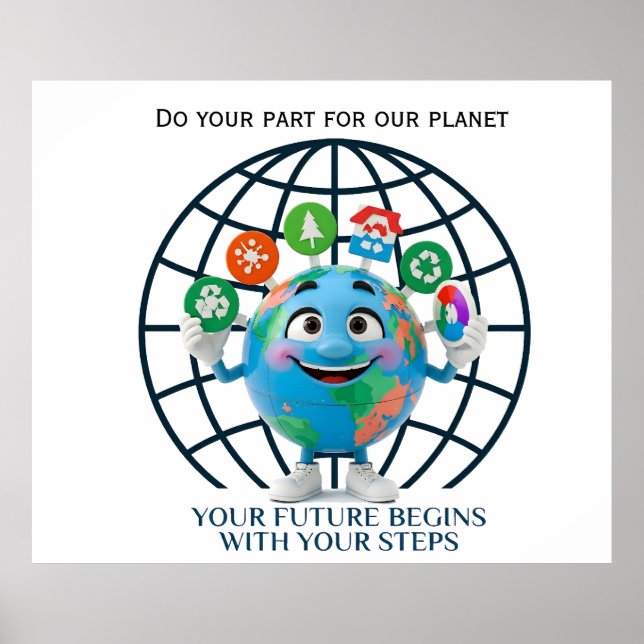 Your Future Your Steps Earth Day Sustainability Poster (Front)