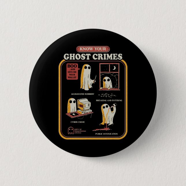 Your Ghost Crimes Funny Halloween  Button (Front)