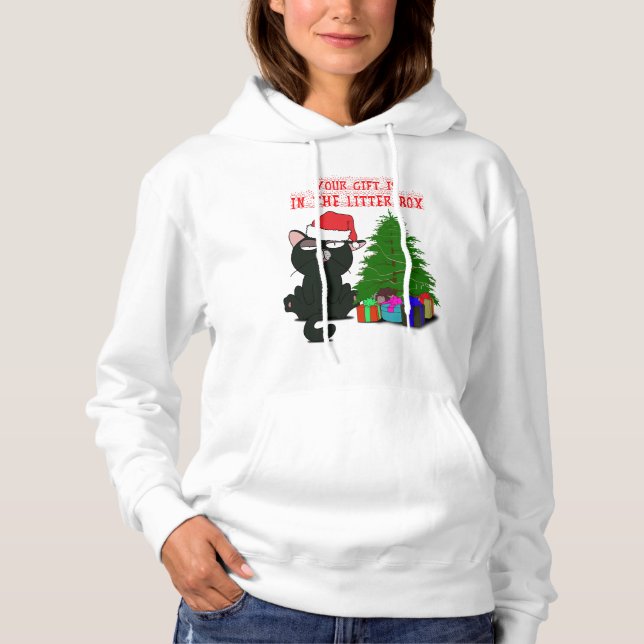 YOUR GIFT IS IN THE LITTER BOX, Meowy Catmas Gift Hoodie (Front)