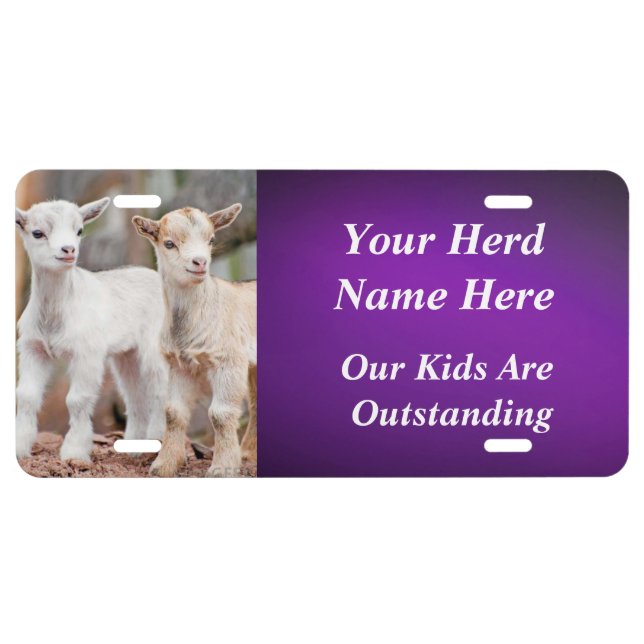 YOUR GOAT PHOTO and HERD NAME License Plate (Front)